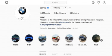 Top 15 marcas de autos en Instagram con más de 1 millón de seguidores