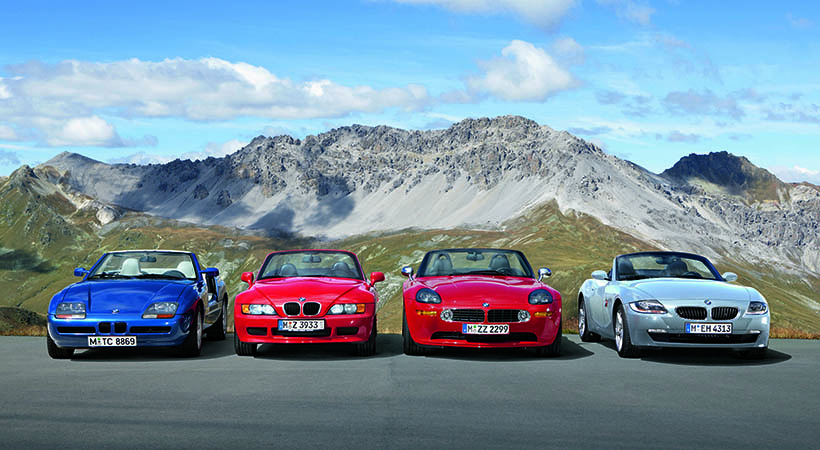 BMW Z1, Z3, Z8 y el Z4. Foto: BMW. El 20 aniversario BMW Z8 celebra también a toda la familia de roadsters de la marca alemana.