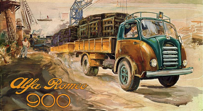 Publicidad de Alfa Romeo a mediados del siglo XX. Foto: Alfa Romeo.