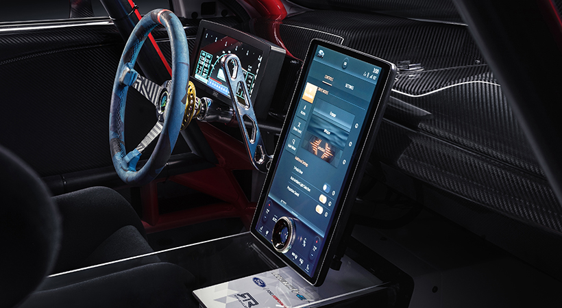 El Ford Mustang Mach-E 1400 conserva la pantalla central del modelo de producción. Foto: Ford.