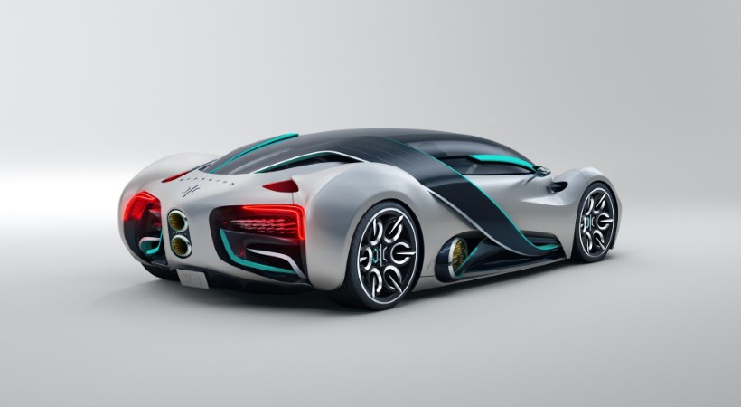 Las estructuras laterales del auto sirven como elementos aerodinámicos activos y fotoceldas que siguen al sol. Foto: Hyperion Inc.