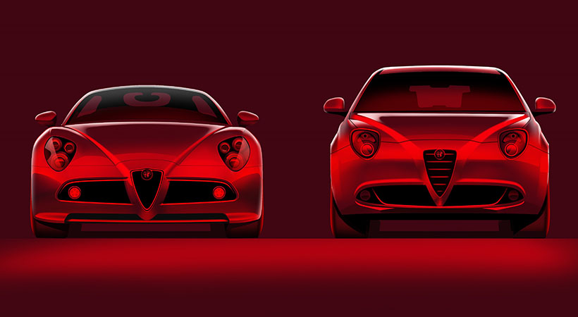 Alfa Romeo 8C Competizione and MiTo. Foto: Alfa Romeo