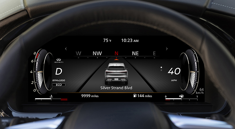 Frente al conductor tenemos un panel de instrumentos con pantalla de 12.3 pulgadas. Foto: Infiniti
