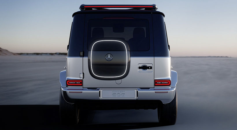 En vez de tener una rueda trasera, la EQG concept cuenta con un compartimento de almacenaje. Foto: Mercedes-Benz