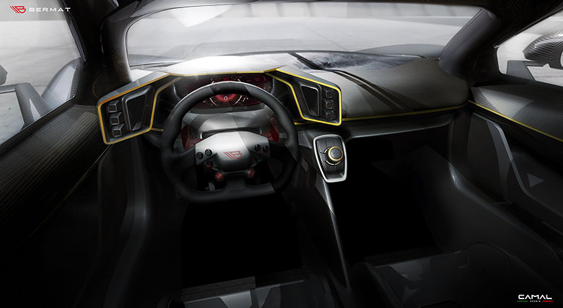 En el interior, hay un grupo de instrumentos digitales de 12 pulgadas rodeado por las rejillas de ventilación, muy parecido a los nuevos Ferrari. Foto: Bermat