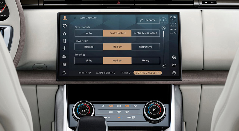 lo primero que llama la atención es su gran pantalla central curvada, la más amplia que han colocado hasta la fecha en un Range Rover: 13,1 pulgadas. Foto: Land Rover