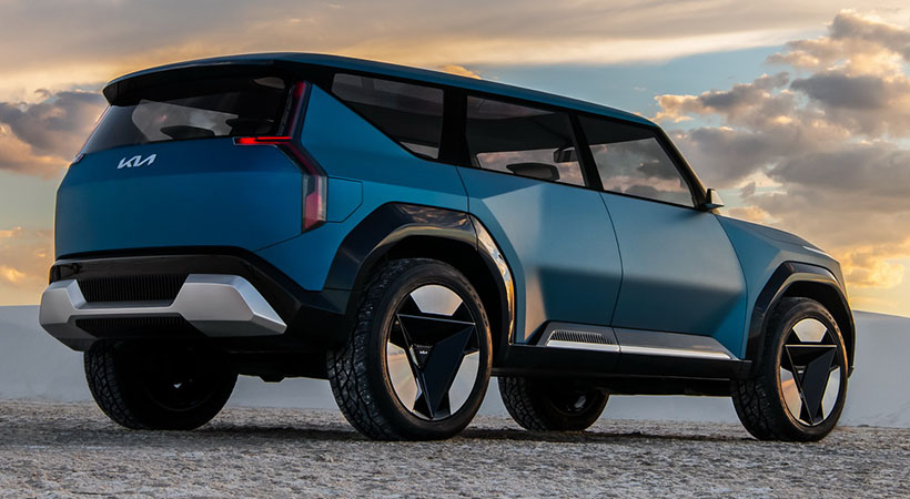 El EV9 puede tener los ángulos de un Soul, pero tiene el cuerpo y tamaño de un Telluride. Foto: Kia