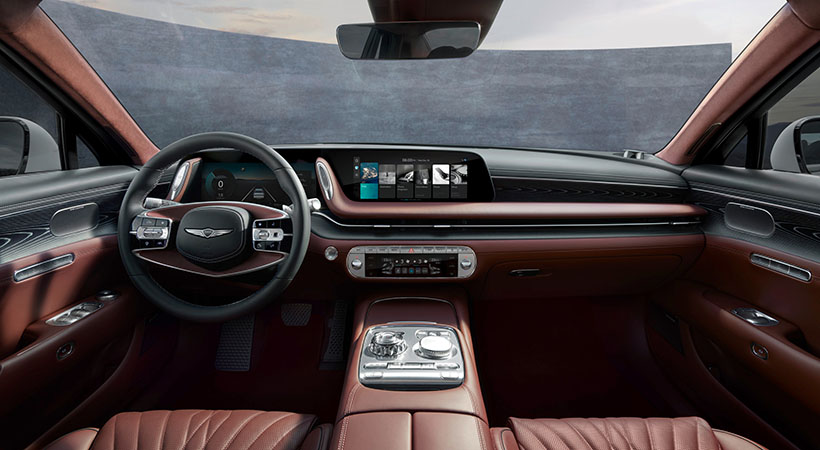 En el tablero destacan el par de pantallas; la primera es para el cuadro de instrumentos y es completamente personalizable. Foto: Genesis