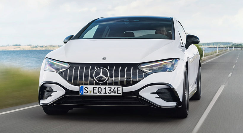 Mercedes dice que el AMG EQE llegará a los EE. UU. a partir de principios de 2023. Foto: Mercedes-Benz