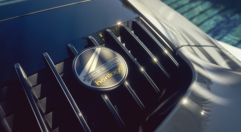 En la parte posterior encontramos el emblema de Porsche Heritage. Foto: Porsche