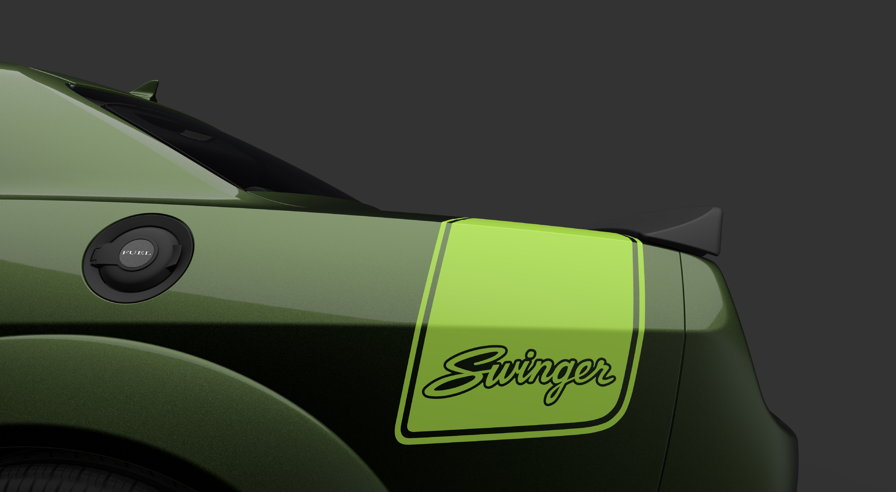 El toque final lo añade el gráfico en la parte trasera en color verde claro con la leyenda “Swinger”. Foto: Dodge