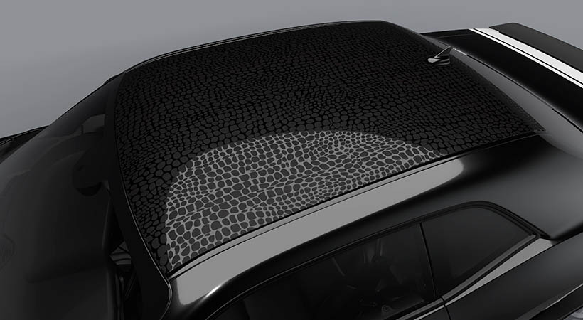 El gráfico tipo “piel de caimán” en color negro mate luce sobre el techo. Foto: Dodge