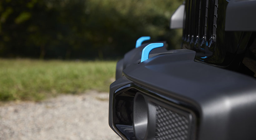 Los detalles azules marcan el carácter híbrido de este modelo. Jeep