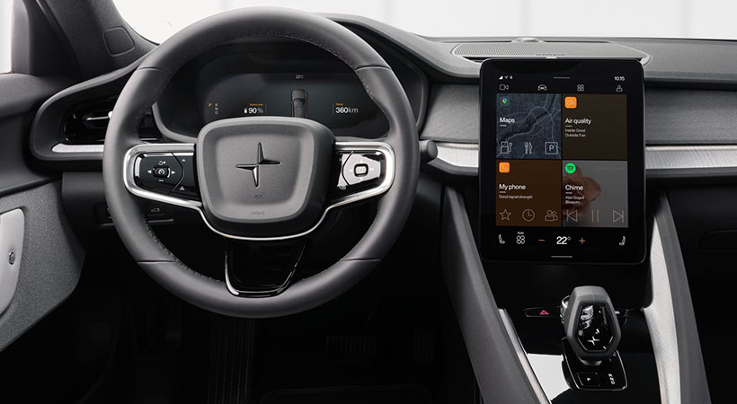 El interior está lleno de tecnología. Foto: Polestar.