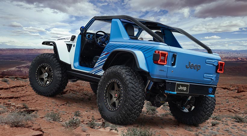 Jeep Wrangler Magneto 3.0 Concept, modelo cero emisiones basado en el Jeep Wrangler 4xe. Foto: Jeep