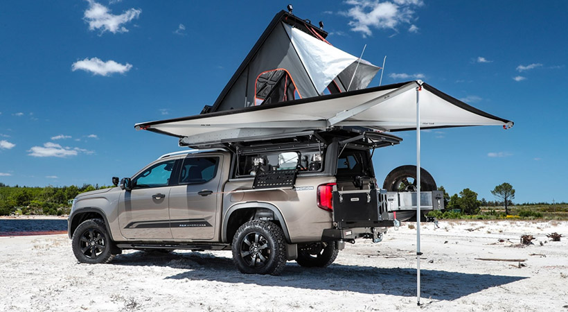 Para pasar el fin de semana en medio del boque, la Amarok Panamericana cuenta con un techo duro Alu-Cab. Foto: Volkswagen