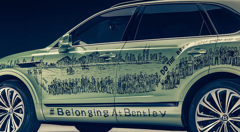 El diseño también incluye muchos dibujos de personas, nacionalidades de todo el mundo unidas en una sola obra de arte. Foto: Bentley