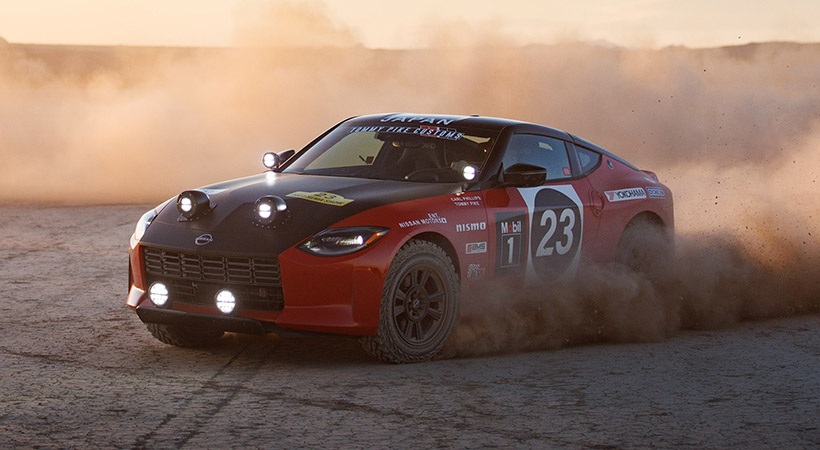 Basado en la séptima generación del deportivo japonés, el Nissan Safari Rally Z Tribute nos brinda un atisbo de cómo podría ser una versión de este auto, especialmente desarrollada para todoterreno. Foto: Nissan