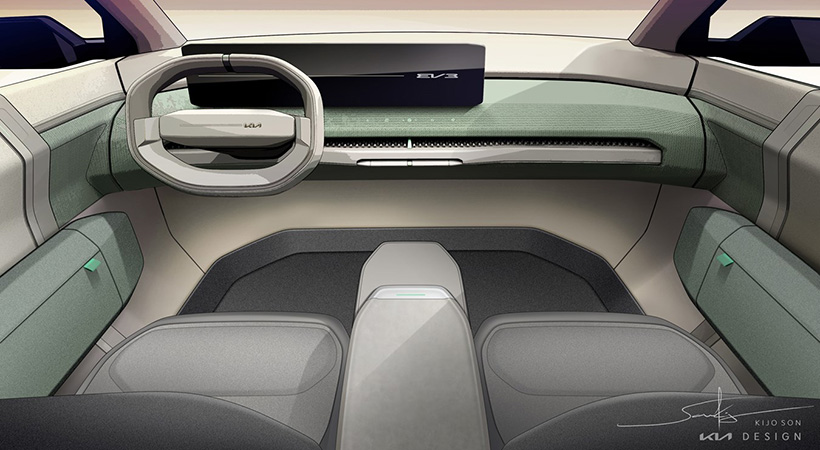 Interior del KIA EV3 Concept. Foto: KIA