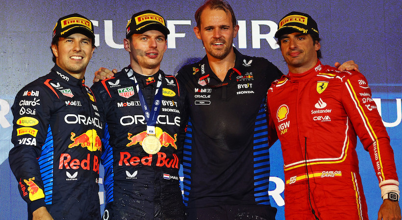 El podio del Gran Premio de Bahrein 2024. Foto: Clive Rose/Red Bull