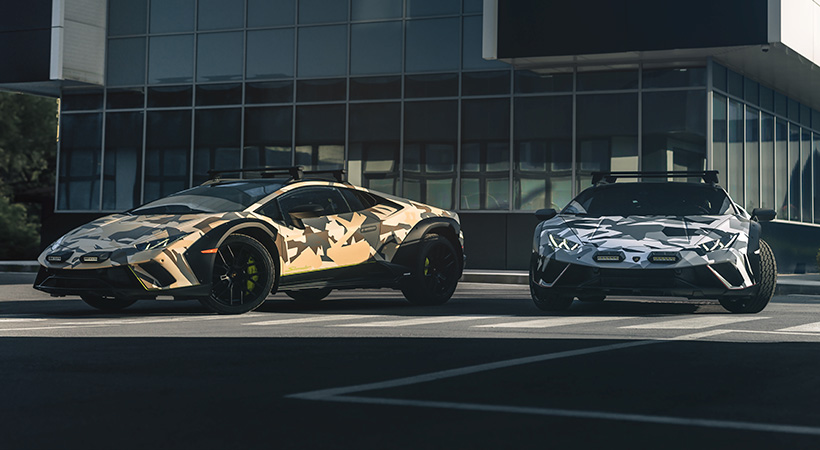 Los cuatro modelos del Lamborghini Huracán Sterrato All-Terrain se han denominado Neve (nieve), Sabbia (arena), Bosco (pista verde) y Terra (grava). Foto: Lamborghini