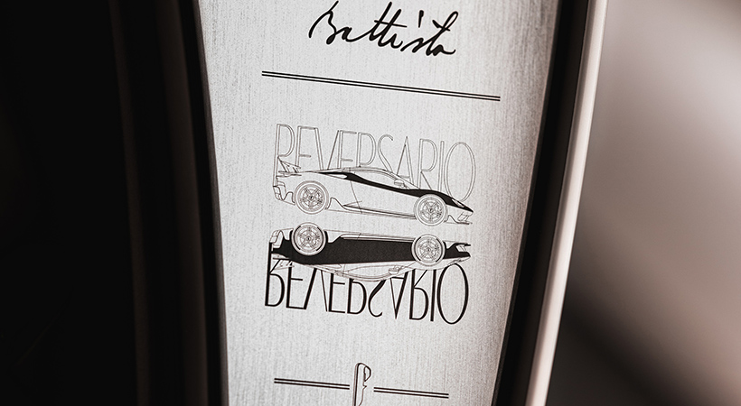 Una inscripción que lo cataloga como un modelo único. Foto: Pininfarina