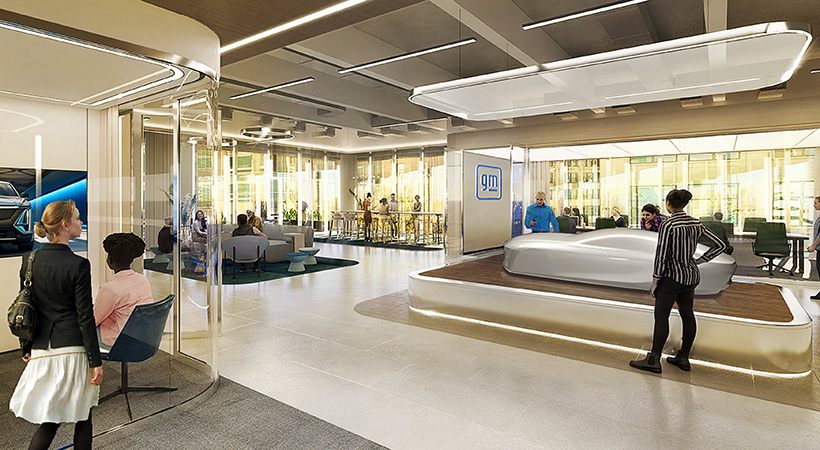 Aspi podrpia verse el interior de las nuevas oficinaes de Gm en  Hudson's Detroit. Foto:  GM Design.