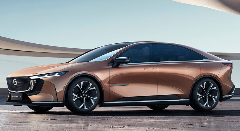 El Mazda EZ-6 rueda sobre rines de 19 pulgadas. Foto: Mazda
