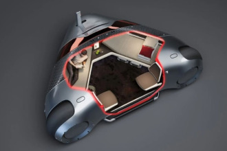 Xoio Swift Pod, un coche autónomo, con tres ruedas y camas en su interior