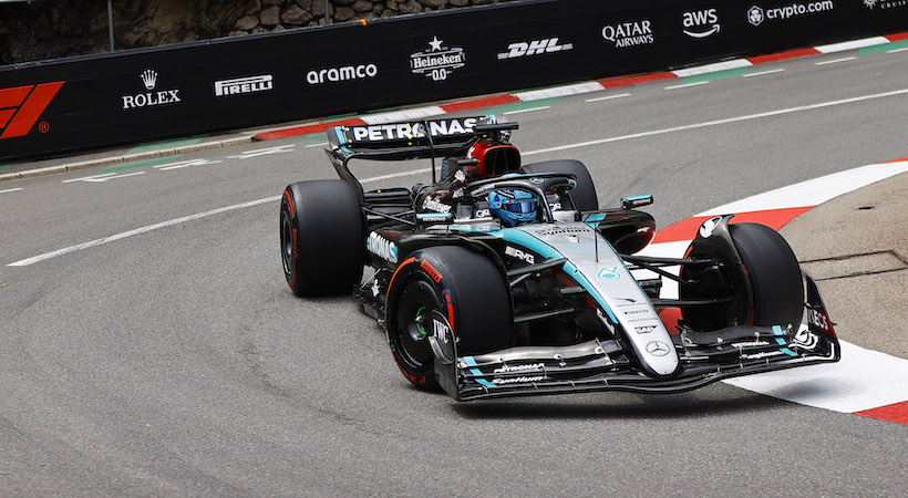 George Russell corriendo durante el Gran Premio de Mónaco 2024. Foto: Mercedes
