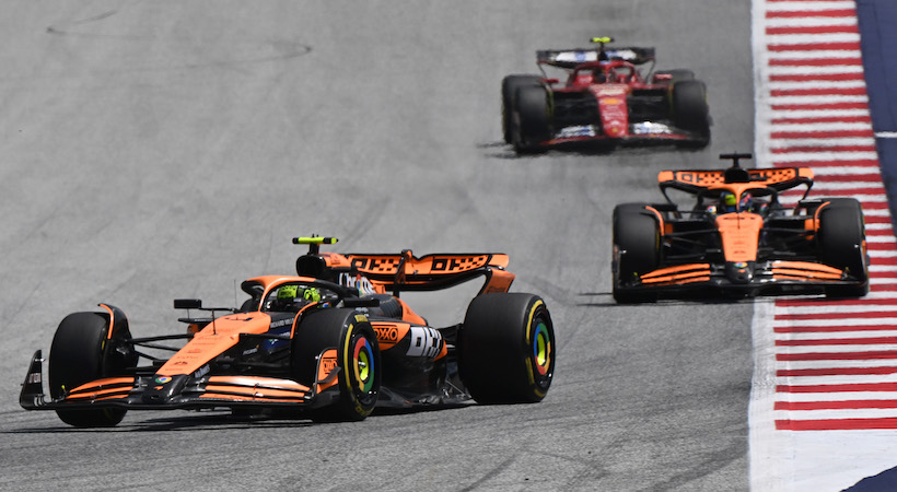 Lando Norris, Oscar Piastri, y Carlos Sainz durante el Gran Premio de Austria 2024. Foto: McLaren
