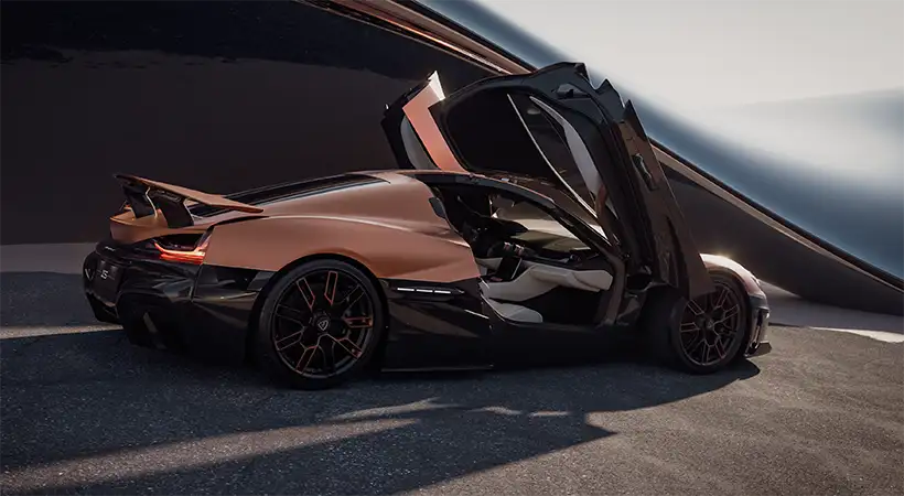 A cambio de los 2,350,000 € ($2,541,639) que pagarás por este auto, se incluyen todas las opciones, además de un kit de maletas de equipaje a juego con el interior. Foto: Rimac