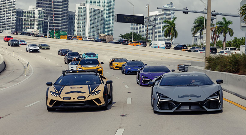 El primer evento con temática Movember de la marca de Sant´Agata Bolognese tuvo lugar hace algunos días en Miami. Foto: Lamborghini