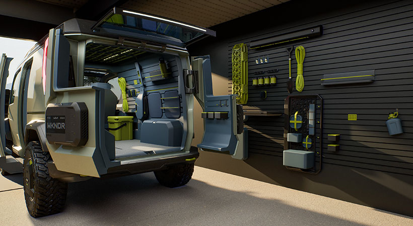 La PV5 WKNDR EV VAN incluye un interior modular, altamente adaptable y flexible. Foto: Kia