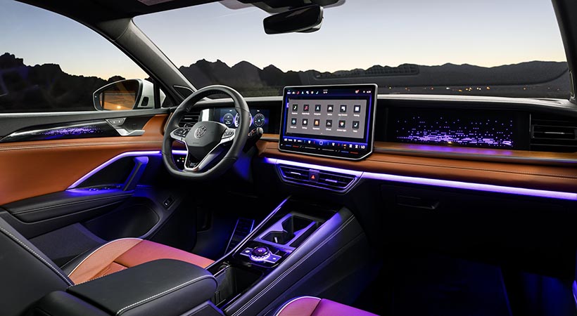 En el interior, tenemos el Digital Cockpit de 10.25 pulgadas de serie, junto a una pantalla táctil de 12.9 pulgadas o una opcional de 15 pulgadas. Foto: Volkswagen