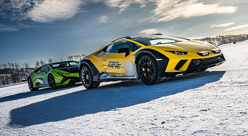 La Lamborghini Esperienza Neve también sirvió para mostrar las colaboraciones de Lamborghini con otras marcas. Foto: Lamborghini