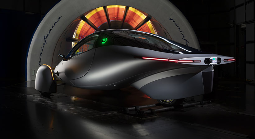 El vehículo final mantiene el mismo diseño del prototipo, es decir, una carrocería en forma de gota. Foto: Aptera