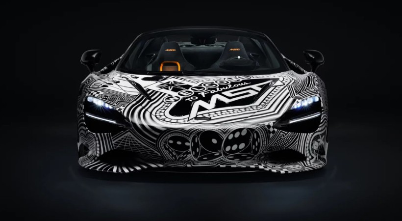 La composición incluye íconos clásicos de Las Vegas reinterpretados en el lenguaje de McLaren. Foto: McLaren