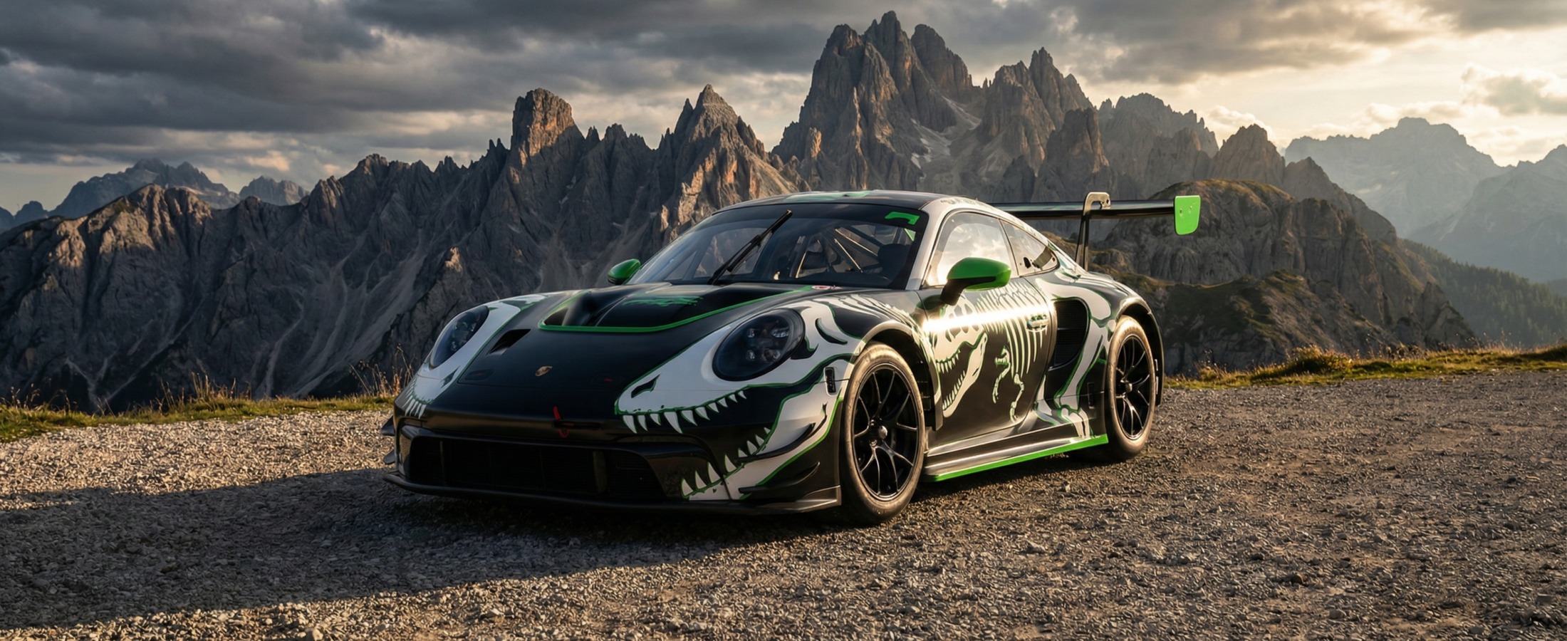 AO Racing unveiled the "Skeleton Rexy," a Halloween variant of its Porsche 911 GT3 R 992, specially prepared for the 2025 Petit Le Mans.